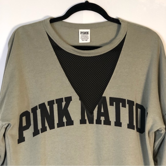 Victoria's Secret Pink Nation Campus Crew Mesh V-Neck Sweatshirt - Picture 6 of 14